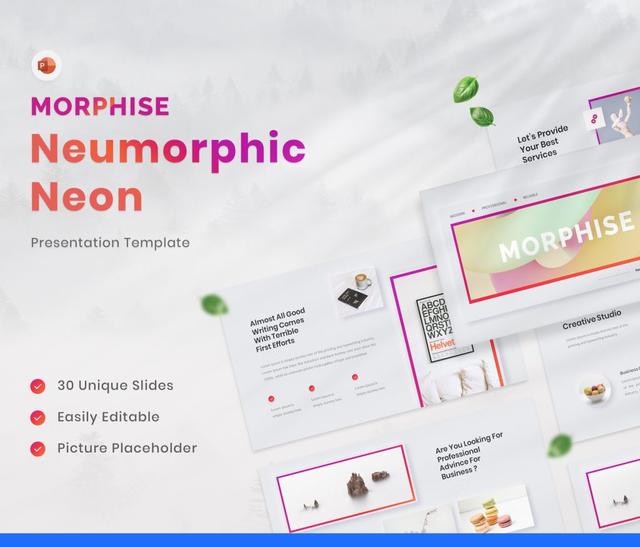 Morphise – Neumorphic Neon PowerPoint Template
