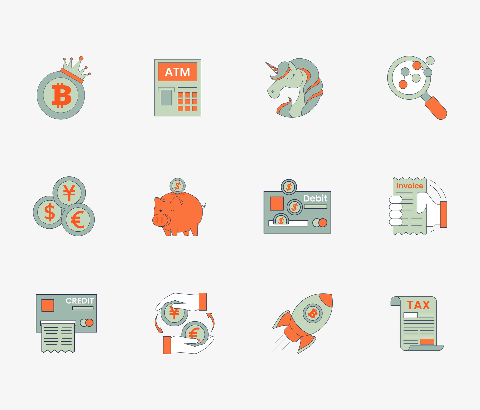 Fintech icon pack