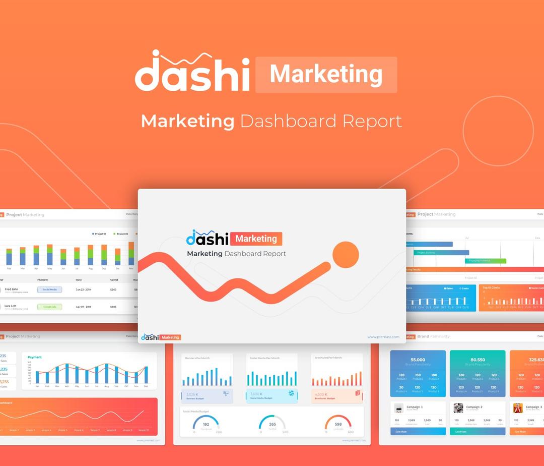 Marketing dashboard report PowerPoint template