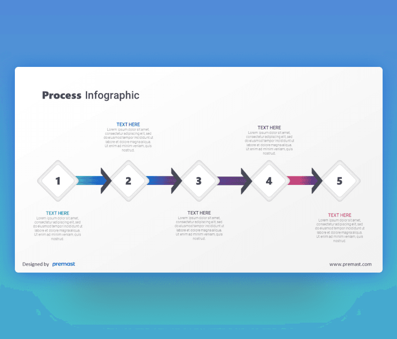 5 arrows horizontal process infographic