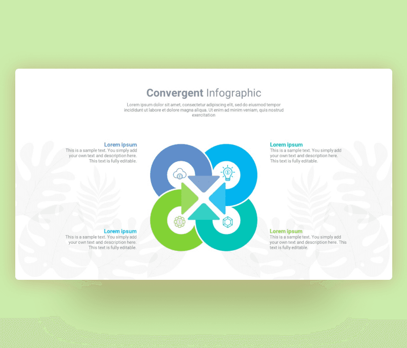 PowerPoint Convergent Infographic with Curved Arrow