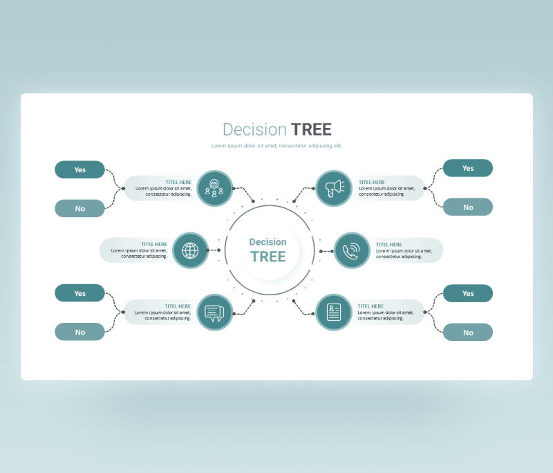 Yes/No Decision Tree Slide Template PPT