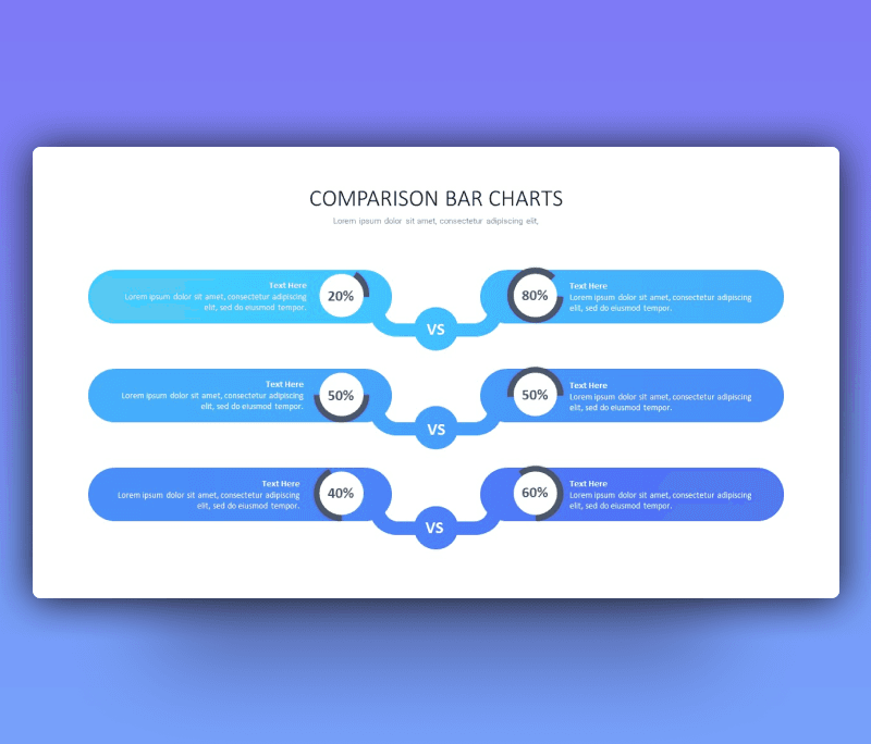 Percentage Comparison Bar Chart PowerPoint Template