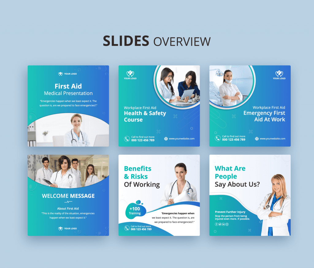 Medical First Aid Social Media PowerPoint Template