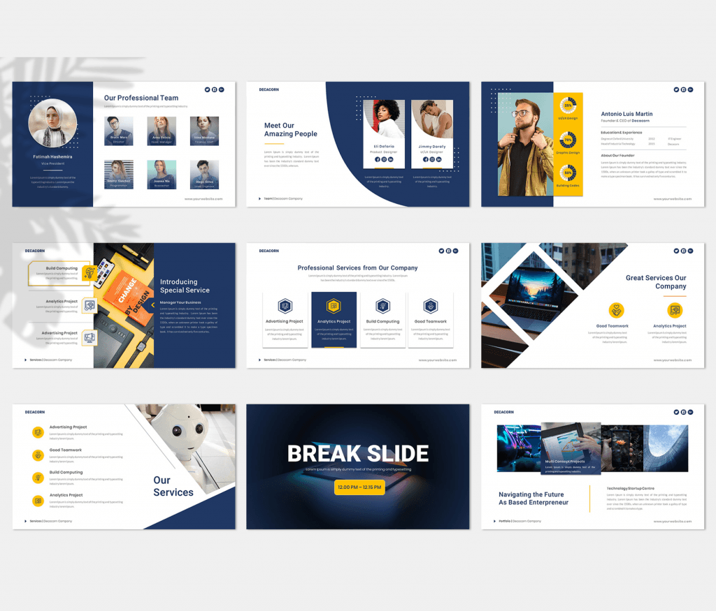 Decacorn – Startup Presentation Template