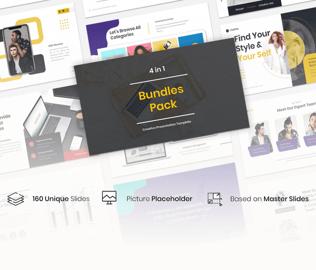 4 in 1 Bundles Pack Creative PowerPoint Template