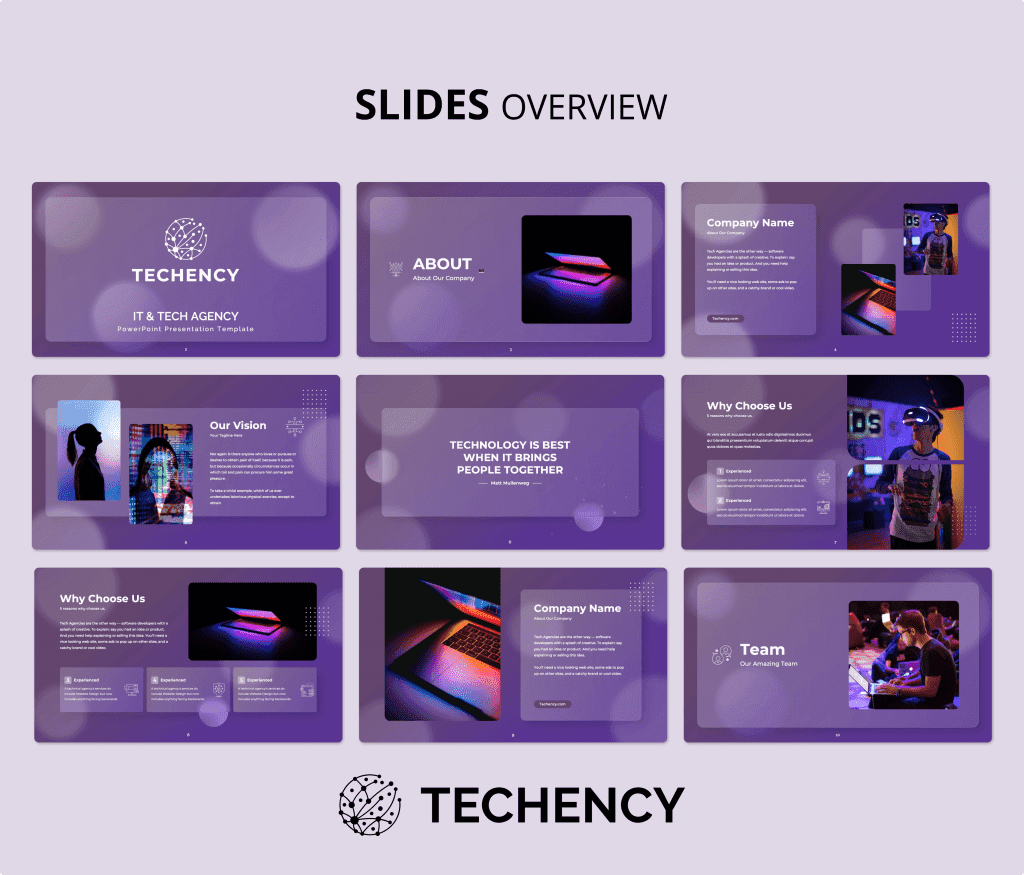 Techency – It & tech Agency Glassmorphic PowerPoint Presentation Template