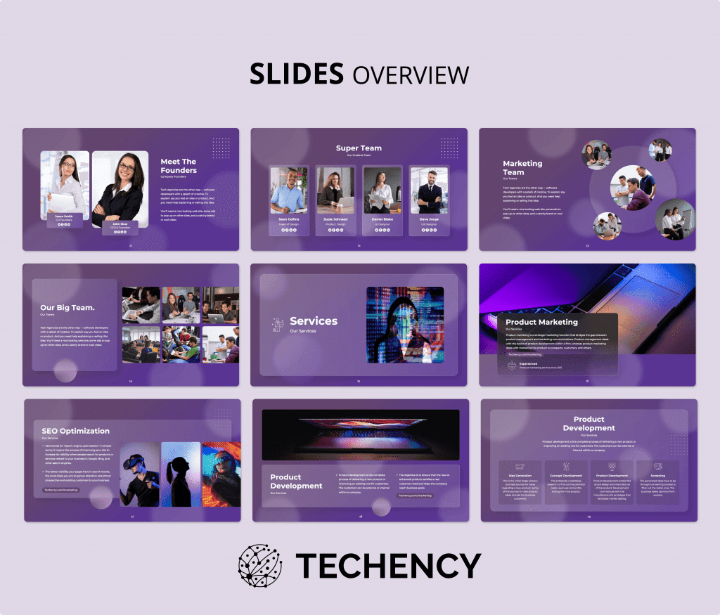 Techency – It & tech Agency Glassmorphic PowerPoint Presentation Template