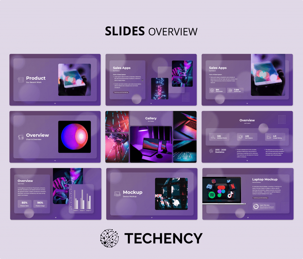 Techency – It & tech Agency Glassmorphic PowerPoint Presentation Template