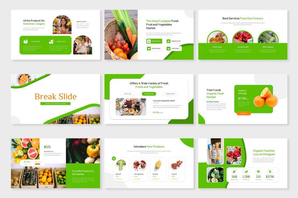 Nutrilist – Grocery &amp; Organic Food Google Slides Template