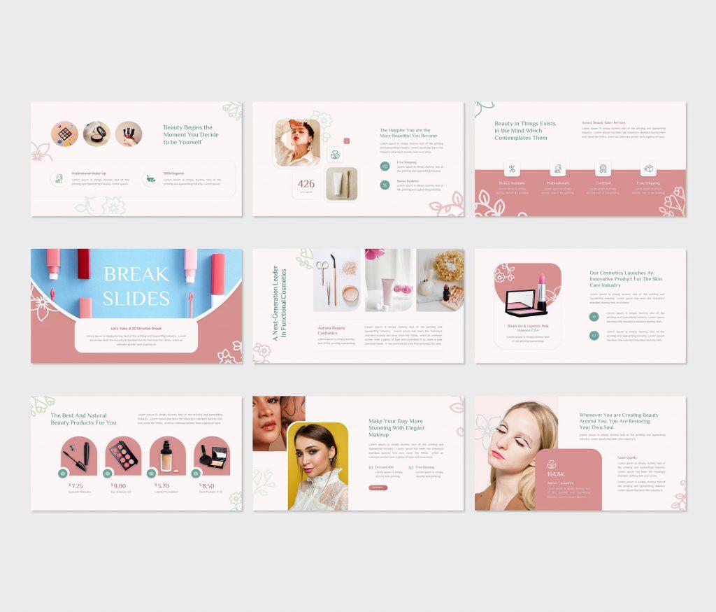 Aurora – Beauty &amp; Cosmetics Google Slides Template