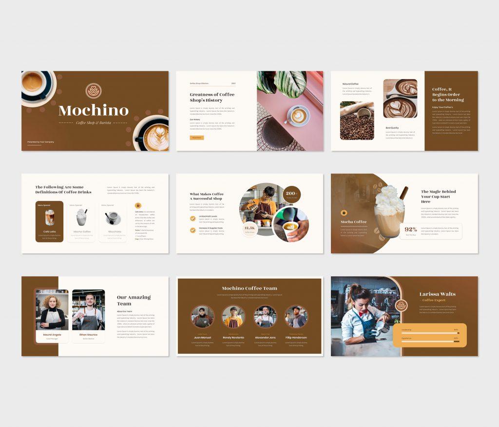 Mochino – Coffee Shop &amp; Barista Google Slides Template