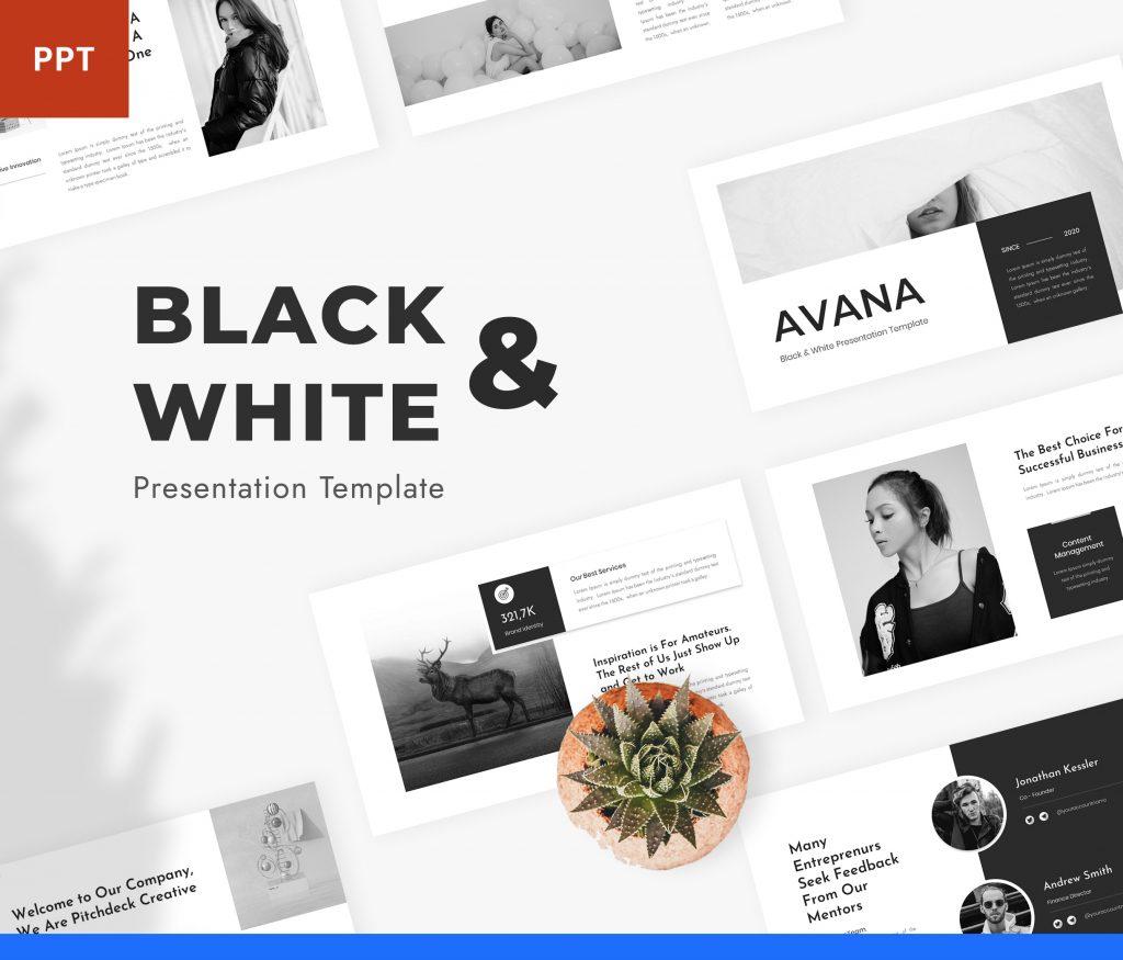 Avana - Black &amp; White PowerPoint Template