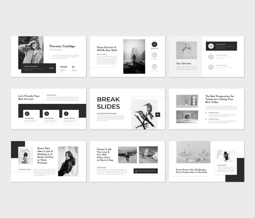 Avana – Black &amp; White Google Slides Template