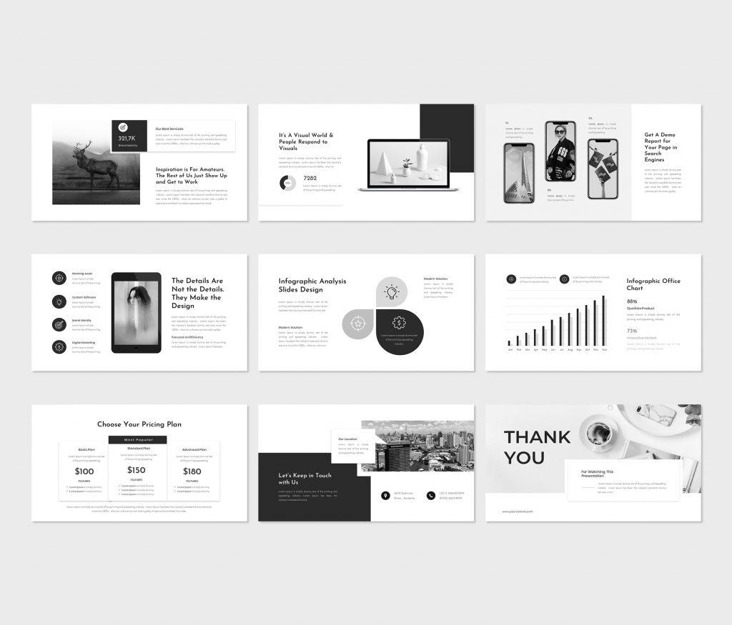 Avana – Black &amp; White Google Slides Template