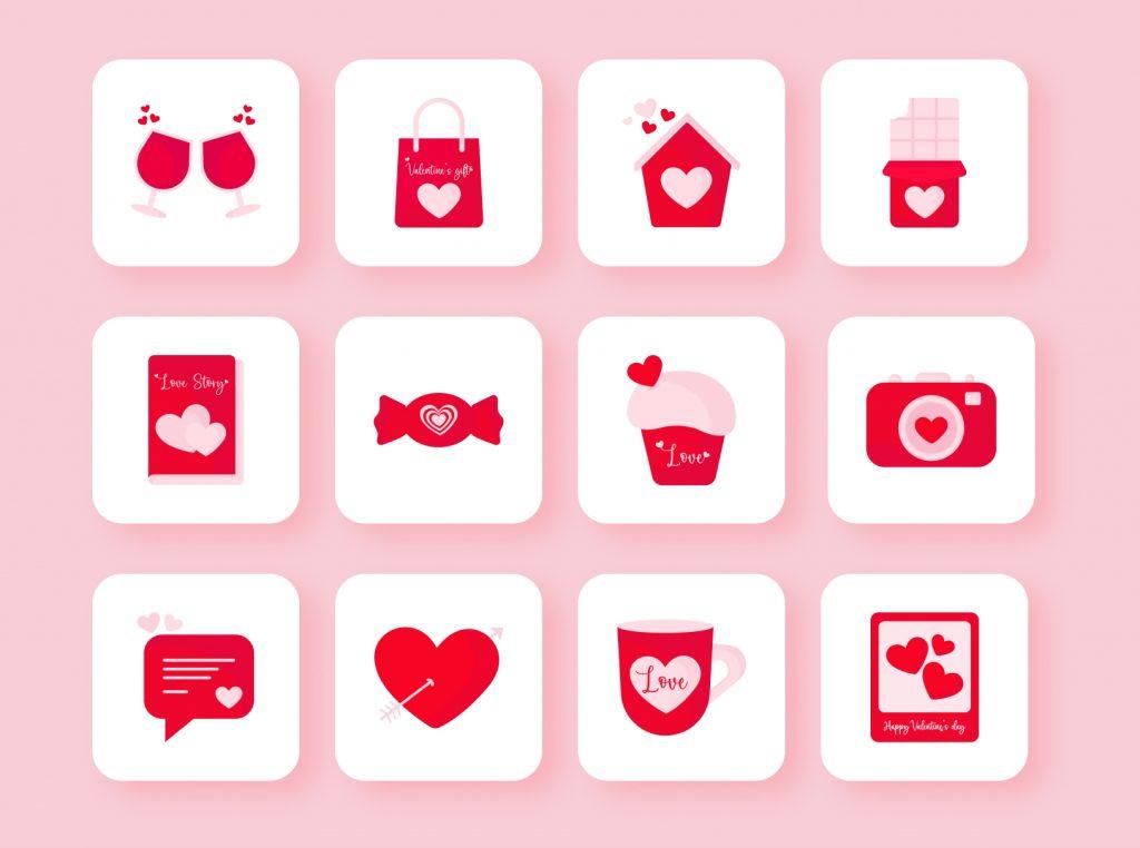 valentines day app icons