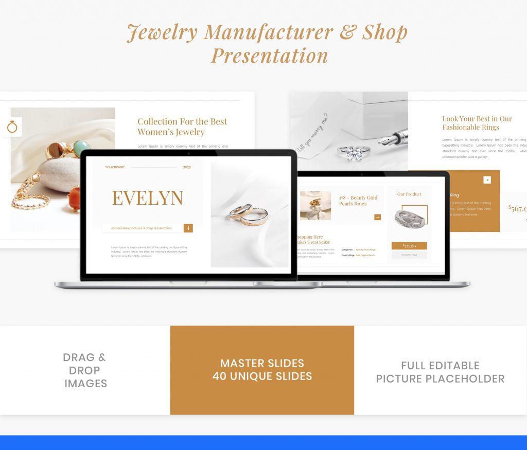 Evelyn - Jewelry Manufacturer &amp; Shop  powerpoint Presentation Template