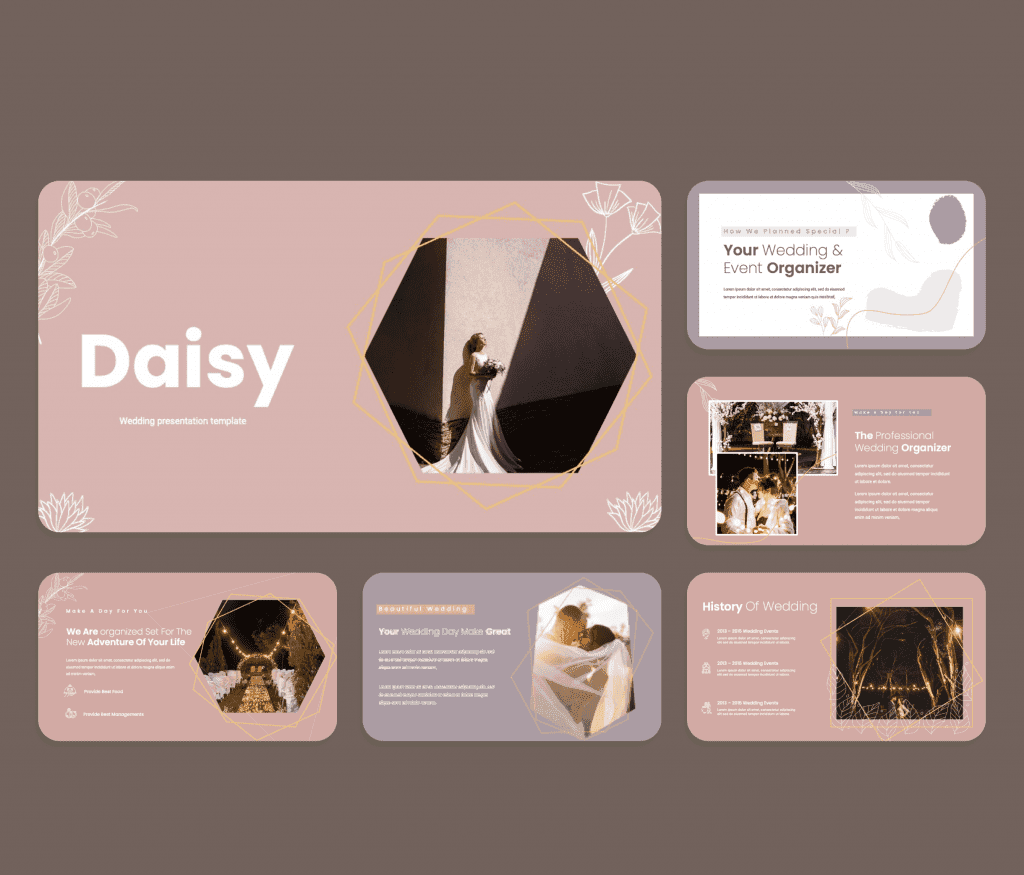 Daisy Wedding Planner PowerPoint Template Presentation