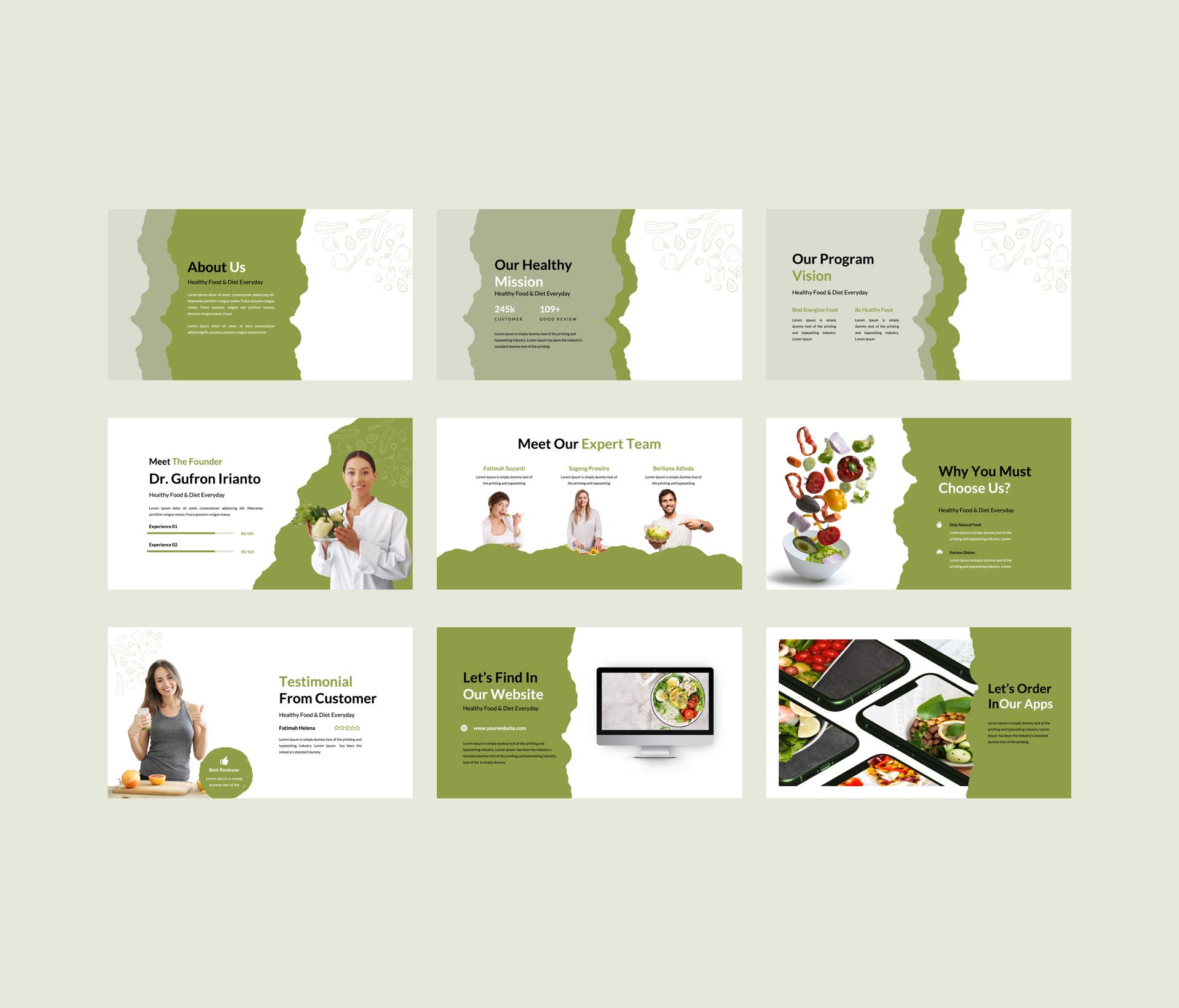 HealthScape - Healthy Food & Diet Presentation Template.