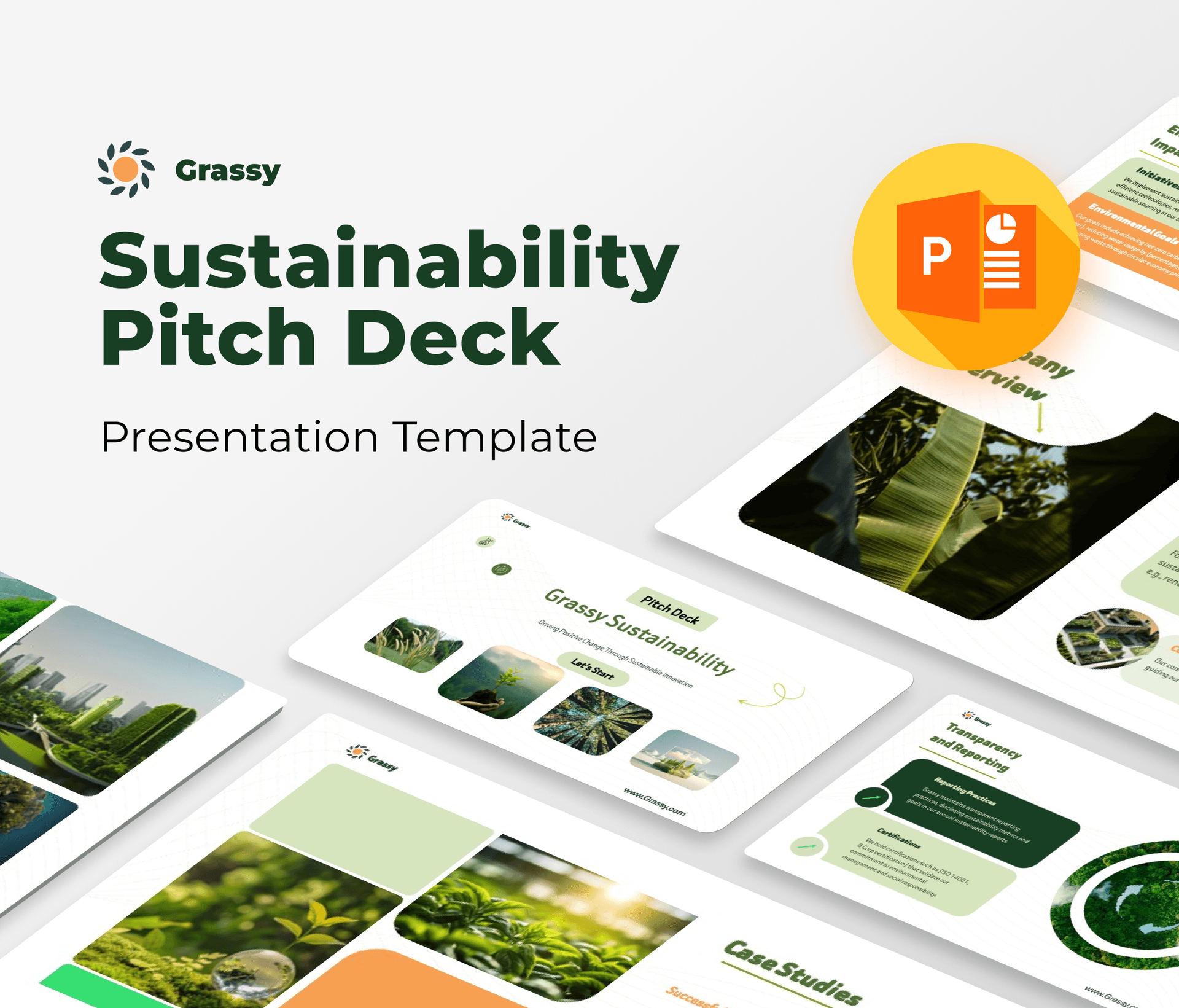 Grassy - Sustainability pitch deck PowerPoint Presentation Template