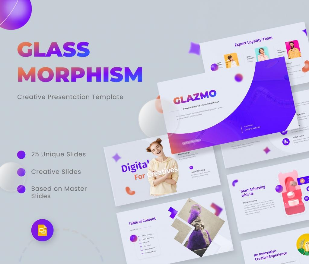 Glazmo - Creative Glassmorphism Google Slides Template