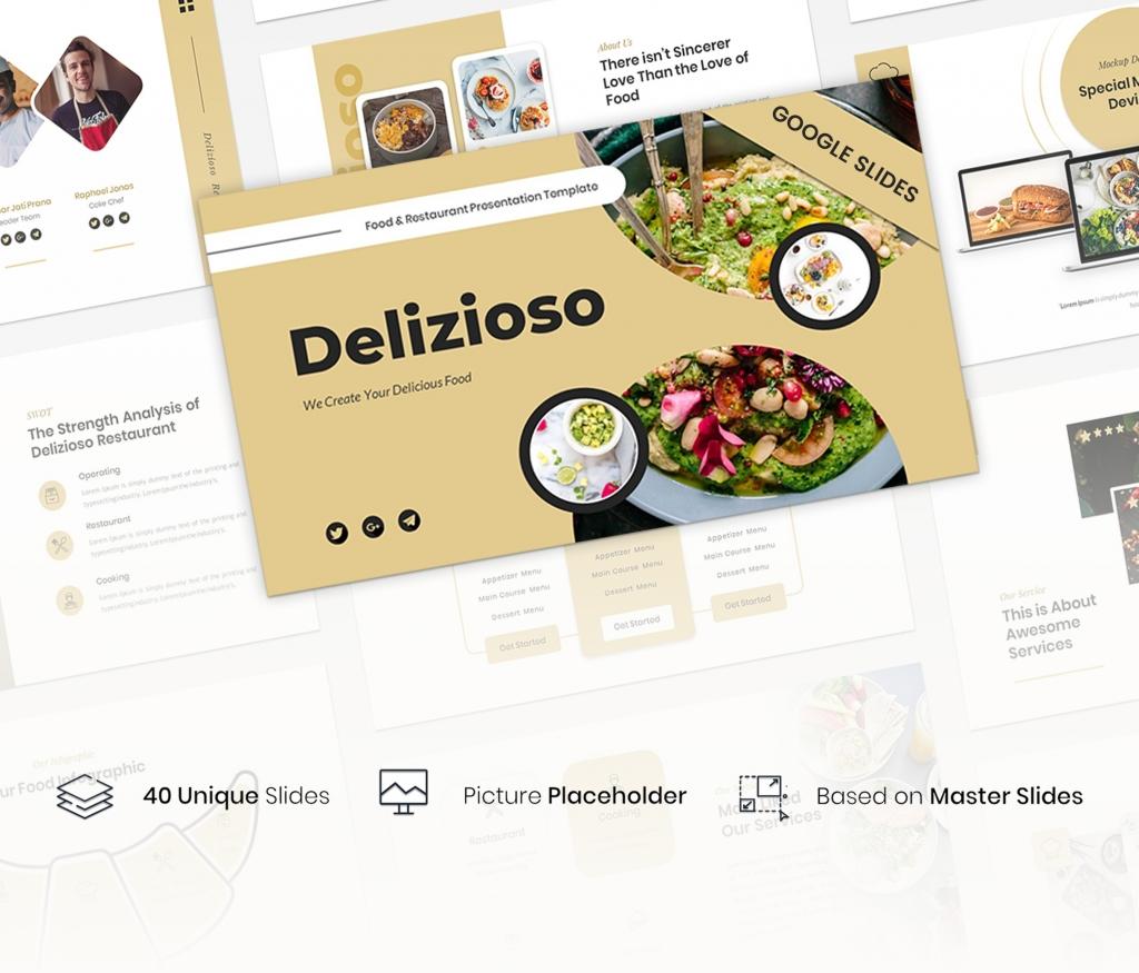 Delizioso - Food and Restaurant Google slides Presentation