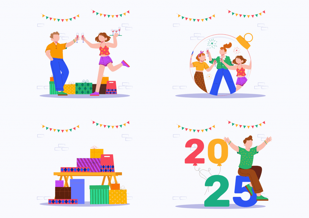 15 New Year Illustration Set