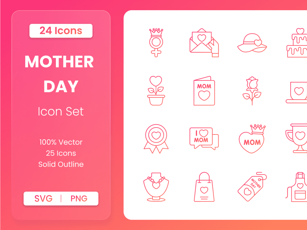 24 Mother's Day Icon Pack