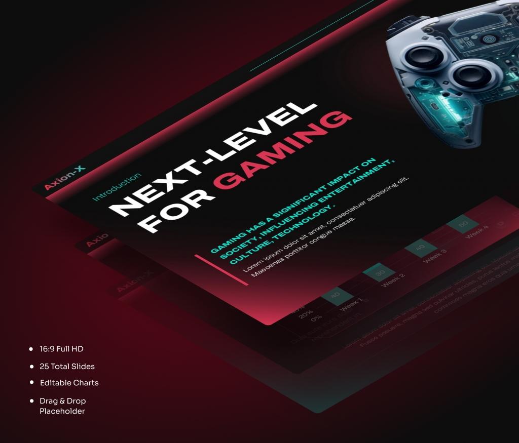 Axion-X Gaming Presentation PowerPoint template