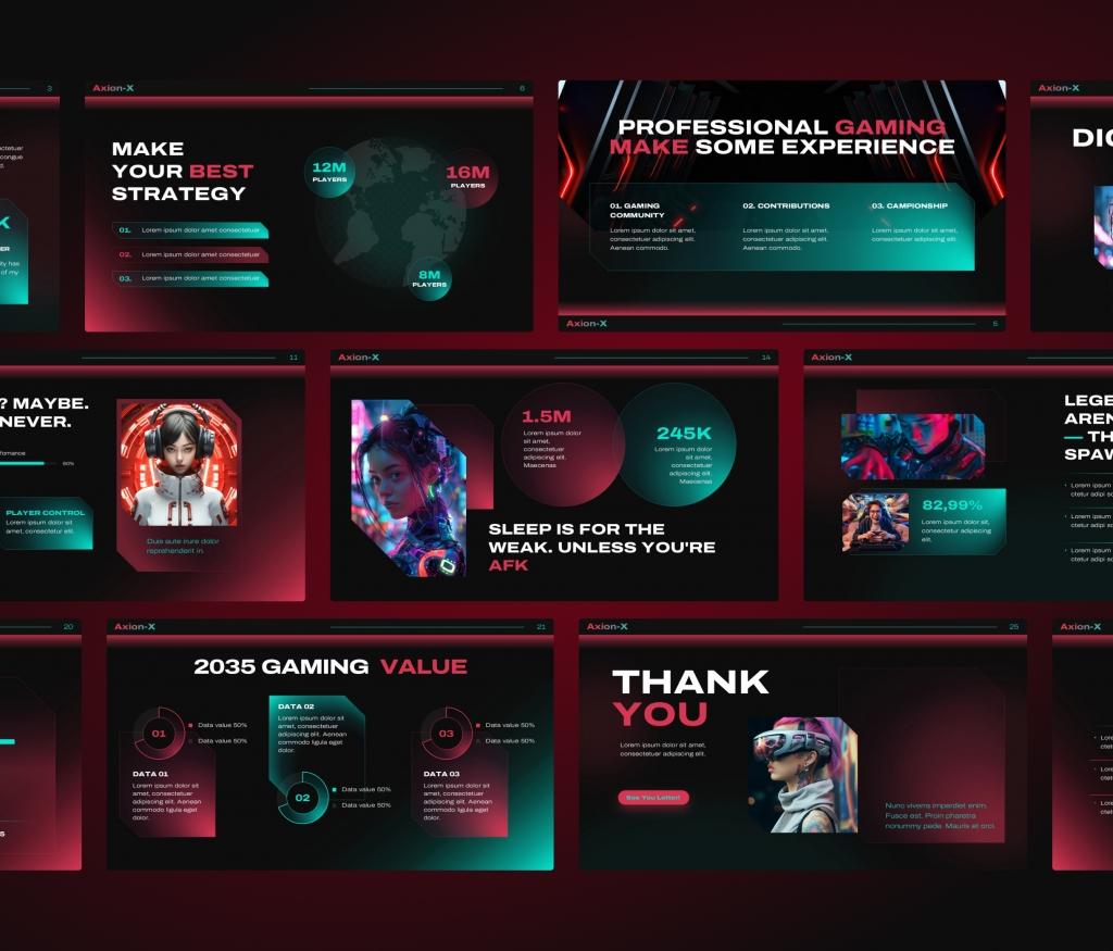 Axion-X Gaming Presentation PowerPoint template