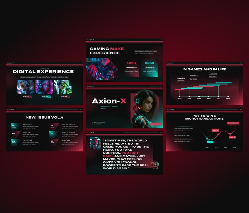 Axion-X Gaming Presentation PowerPoint template