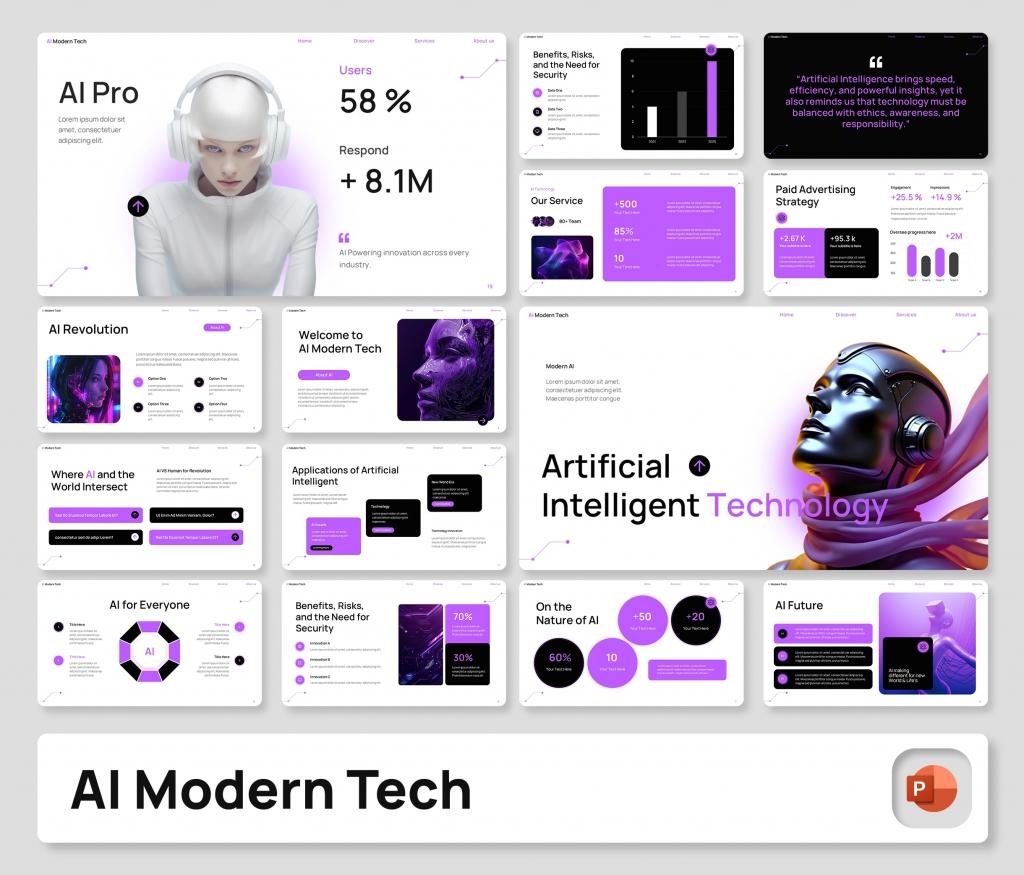 AI Modern Tech PowerPoint Presentation Template