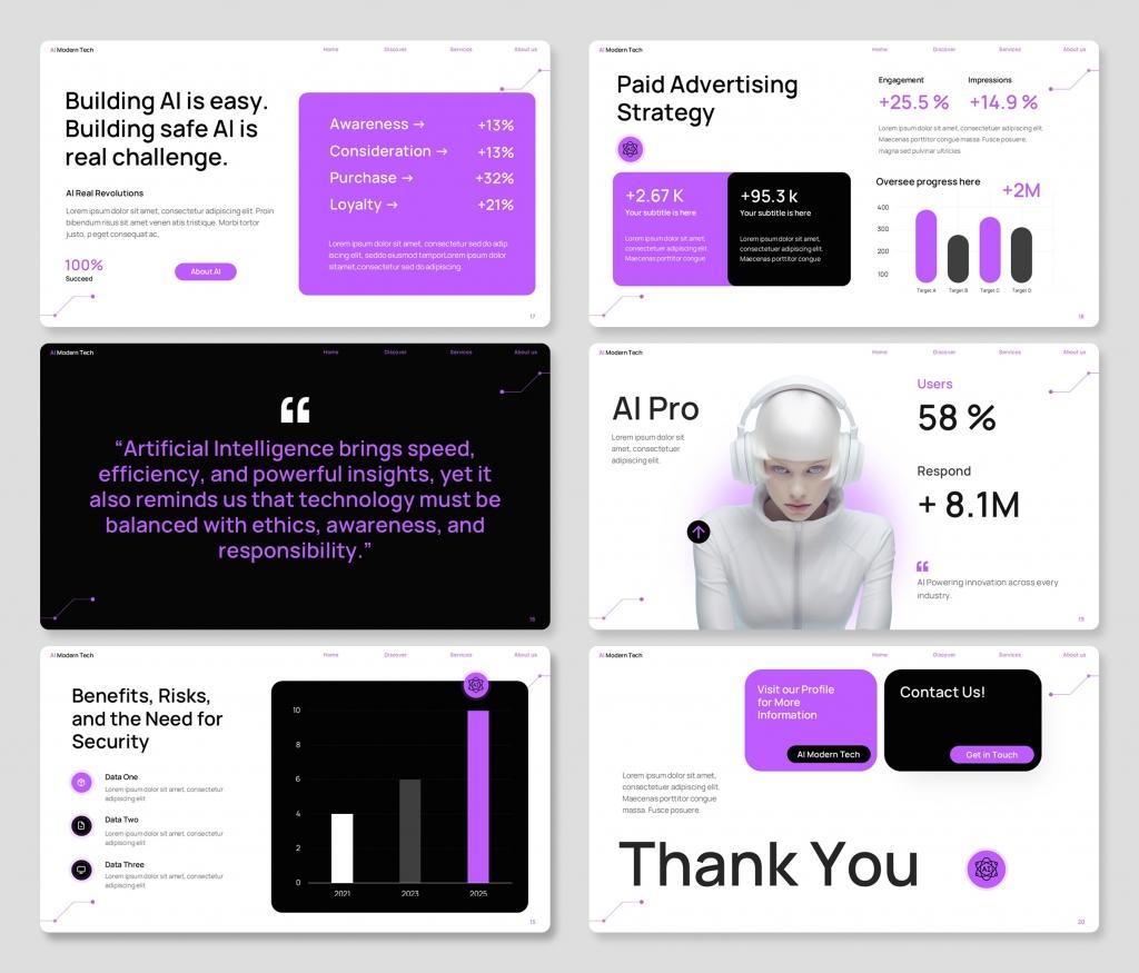 AI Modern Tech PowerPoint Presentation Template