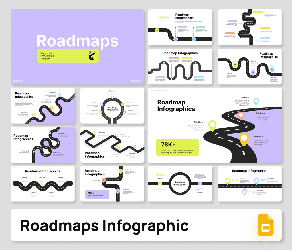 Solid Roadmap Infographic Google Slides Presentation Template