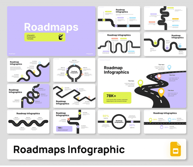Solid Roadmap Infographic Google Slides Presentation Template