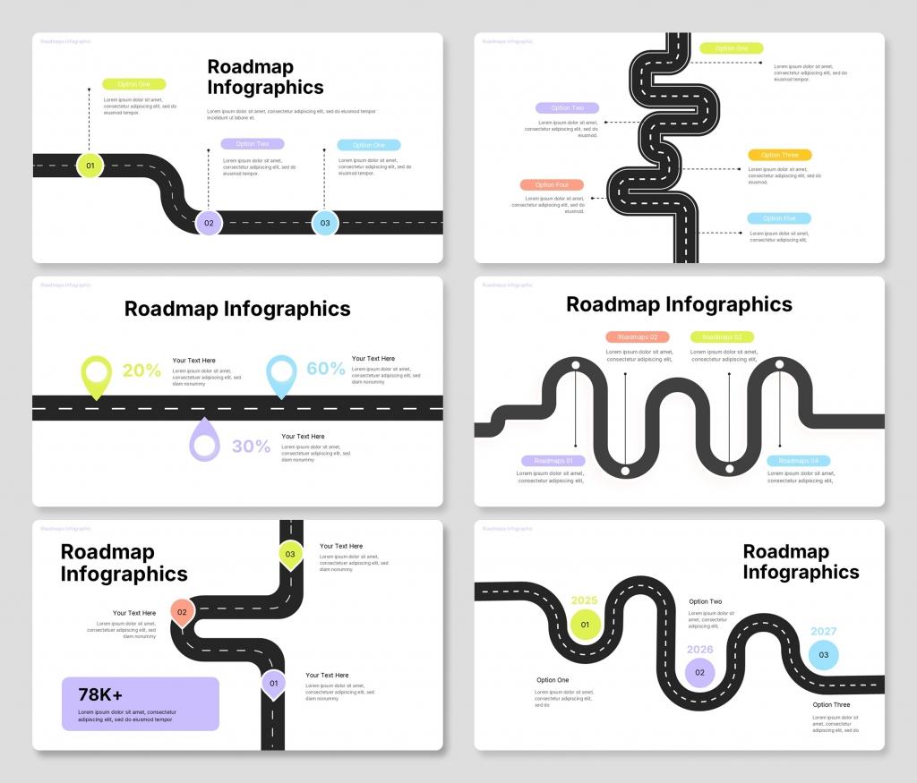 Solid Roadmap Infographic Google Slides Presentation Template