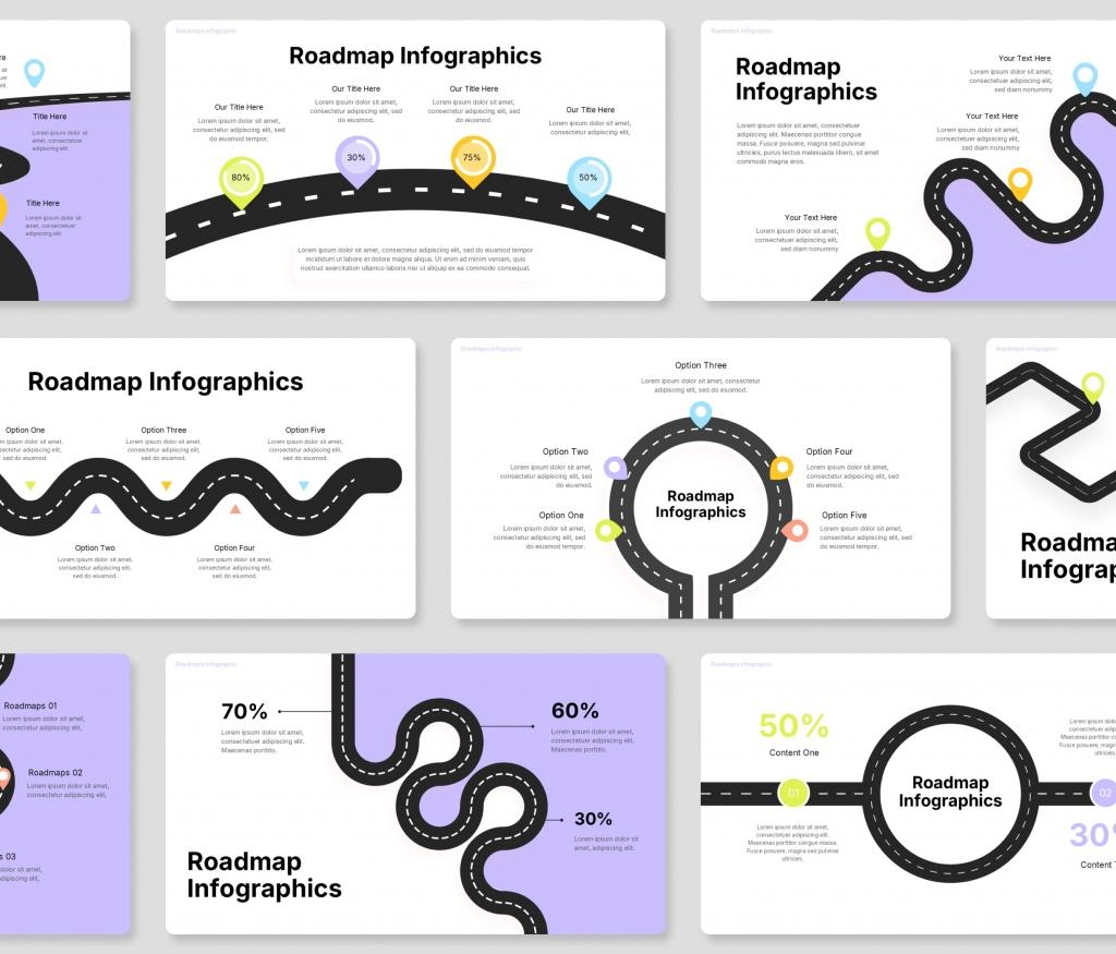 Solid Roadmap Infographic Google Slides Presentation Template