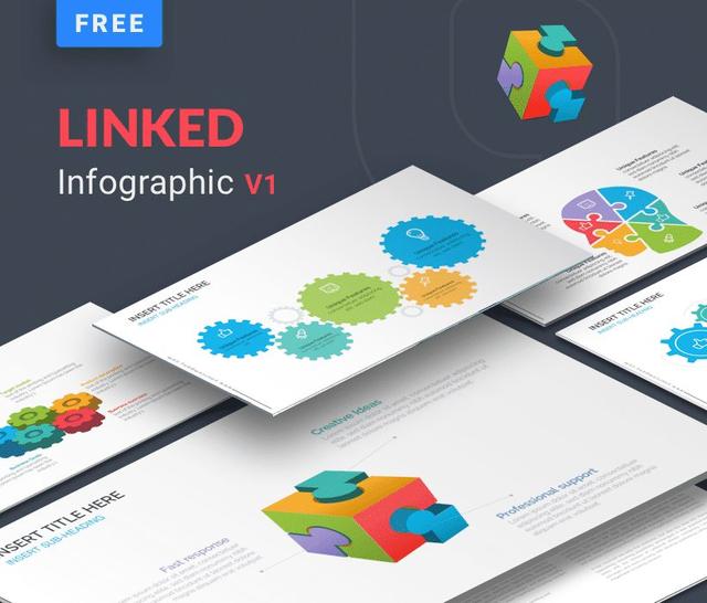 Linked business infographic template for powerpoint