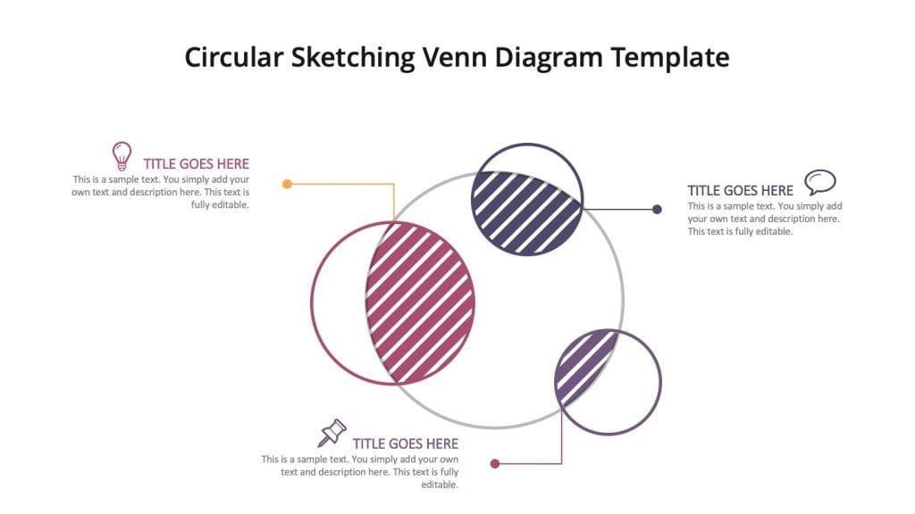 Circular Sketching Venn Diagram Template for powerpoint