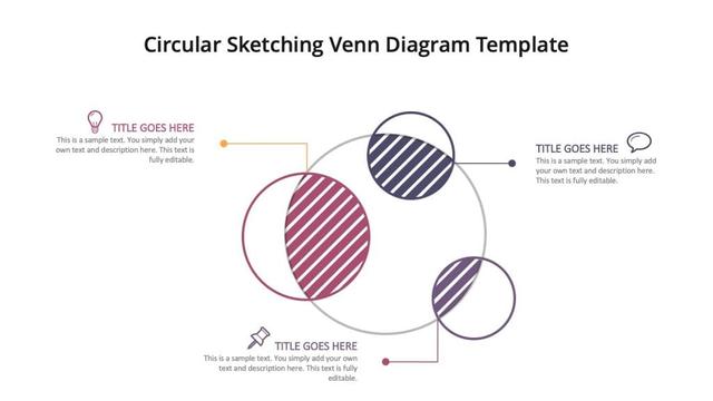 Circular Sketching Venn Diagram Template for powerpoint