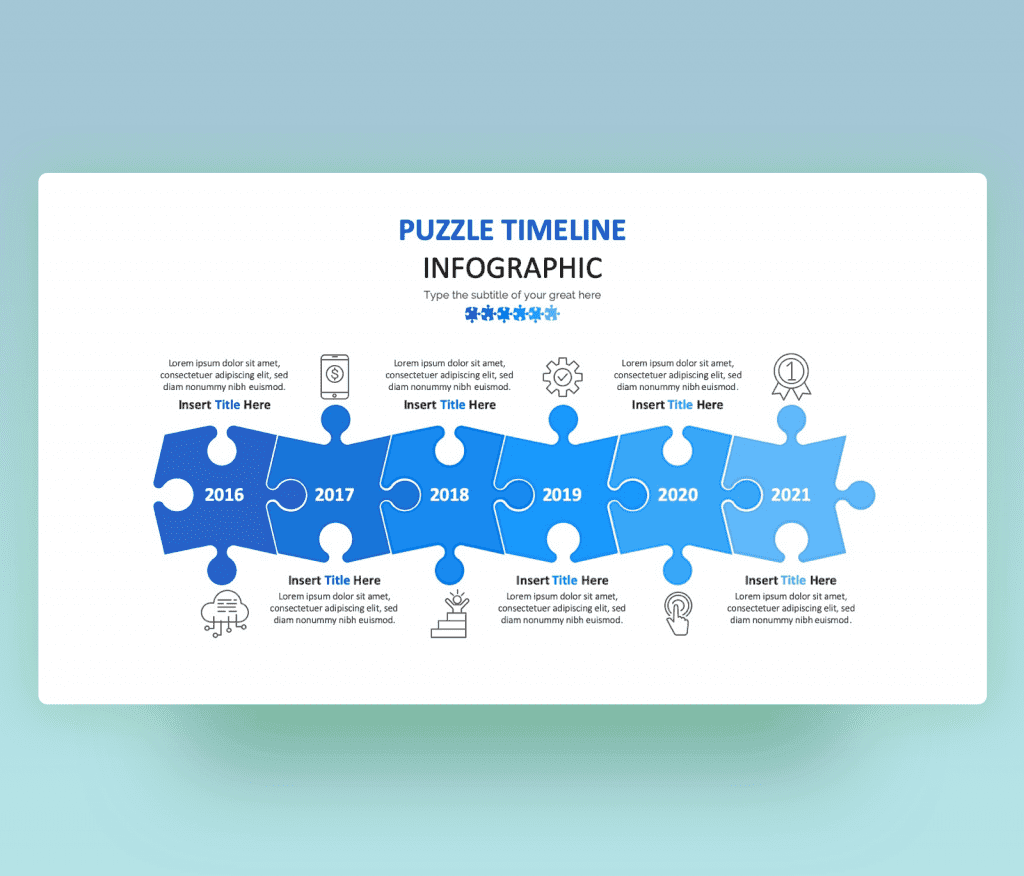 Free Puzzle Timeline Infographic - PPT Slide Template