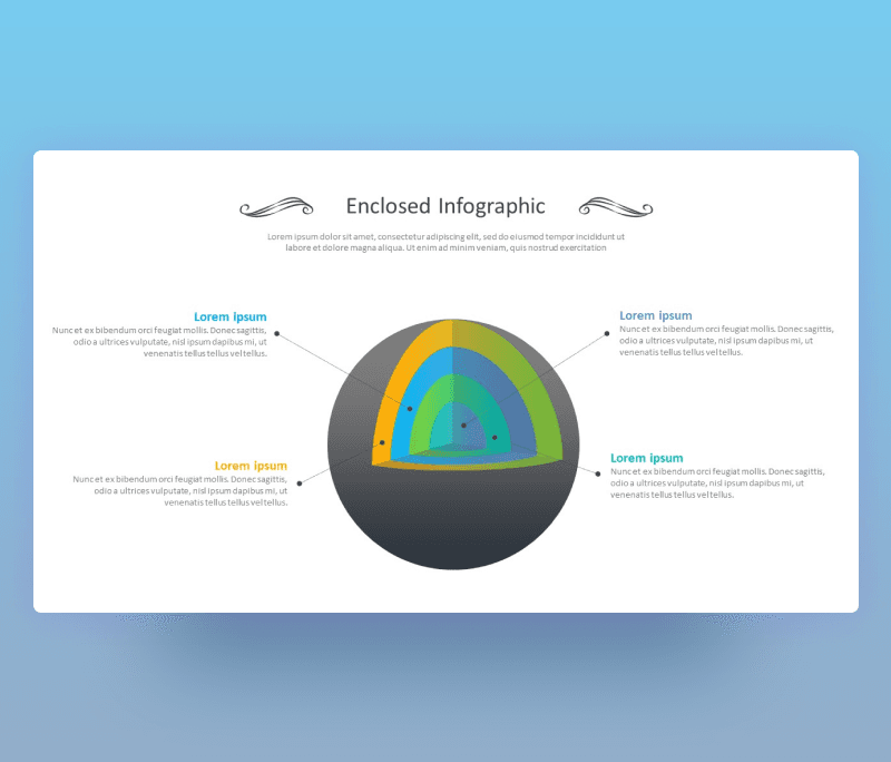 Enclosed Infographic of Open 3D Sphere for PowerPoint
