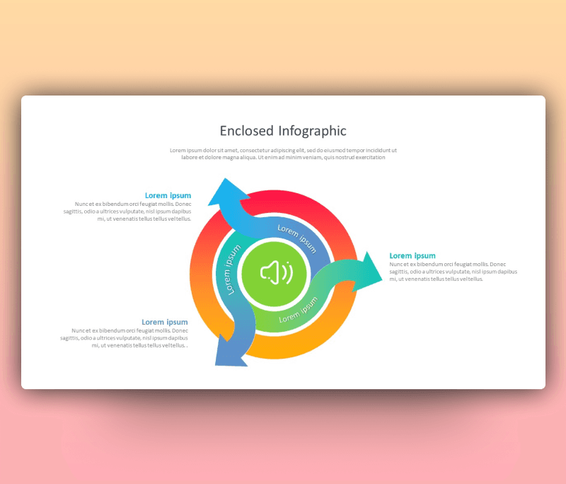 Enclosed Infographic with Curved Arrow Theme PPT