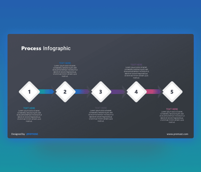 5 arrows horizontal process infographic