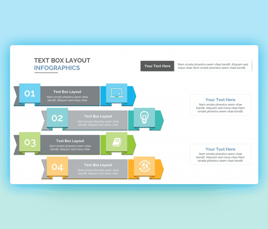 colorful infographic Text boxes PowerPoint Template