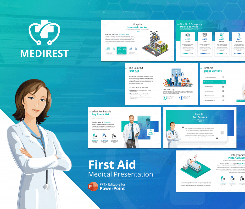Medirest – First Aid PowerPoint Presentation Template