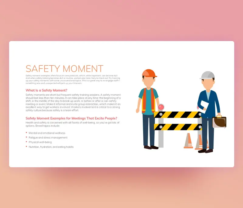 Safety Moment in the Workplace PowerPoint Template