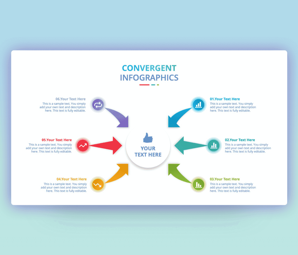 Free Convergent Infographic with Curved Arrow PPT