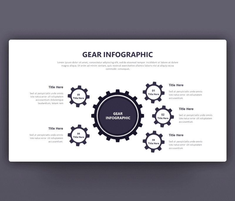 5 Gear Shape Options Infographic Template For PowerPoint