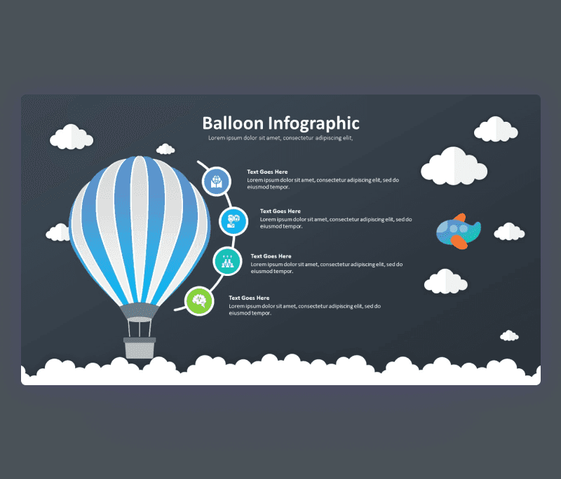 Balloon Infographic PowerPoint Template with Cloud Shapes